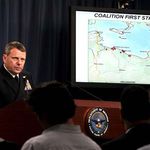 Vice Adm. William E. Gortney, Director of the Joint Staff, gives a news conference at the Pentagon 